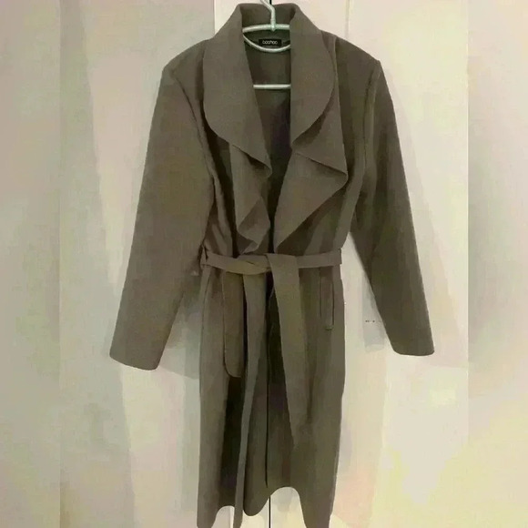 Boohoo Womens Long grey belted trench coat - Picture 3 of 8
